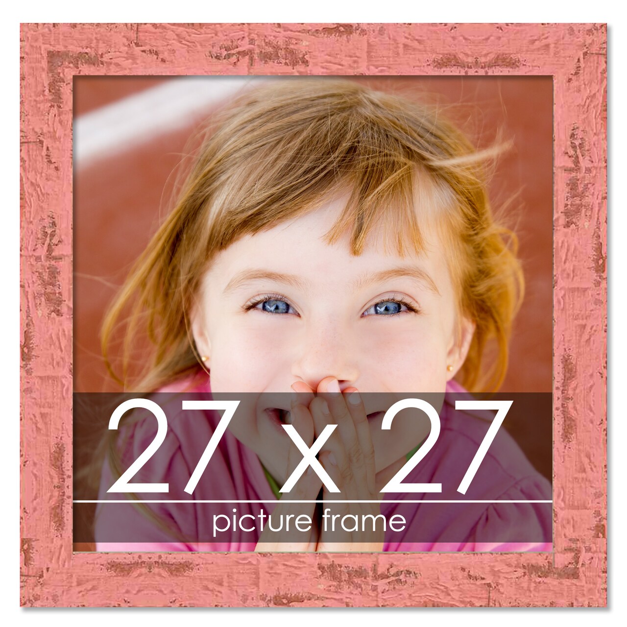 Square Shabby Chic Pink Picture Frame - UV Acrylic, Foam Board Backing, Hanging Hardware